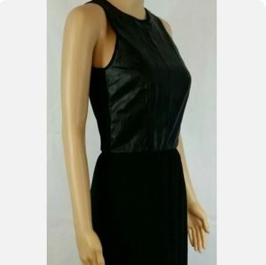 Gianni Bini Women's (XS) Grace Dress-Little Black Dress-Faux Leather and Chiffon